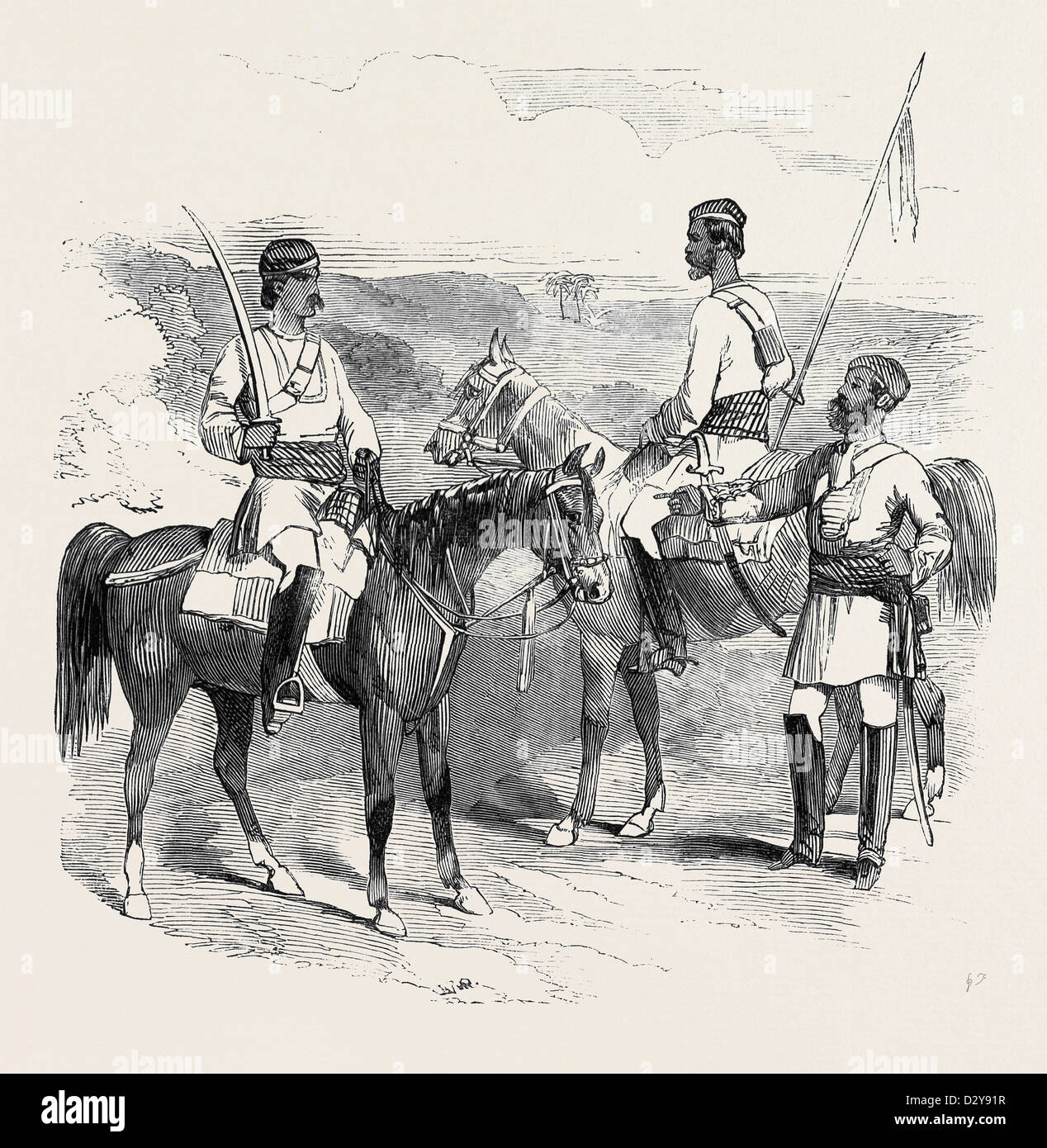 THE MUTINY IN INDIA: IRREGULAR CAVALRY OF THE BENGAL ARMY SKETCHED BY CAPTAIN G.F. ATKINSON BENGAL ENGINEERS Stock Photo