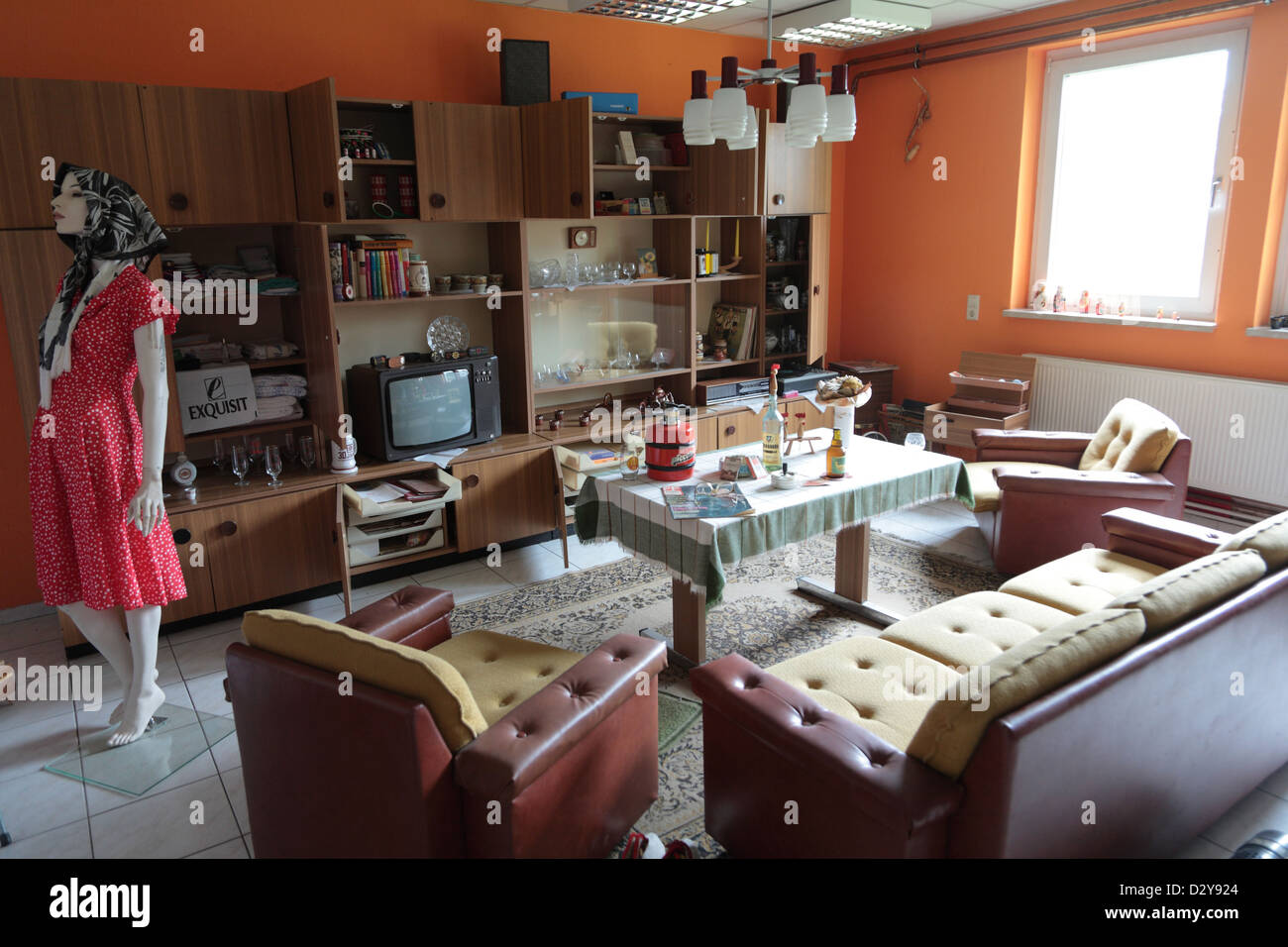 Burg, Germany, a replica of a living room in East German GDR Museum Stock Photo