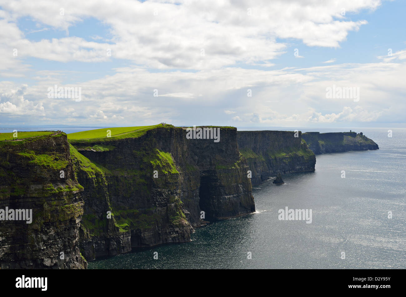 The impressive cliffs of Moher at the atlantic west coast of the island of Ireland in county Clare. Stock Photo