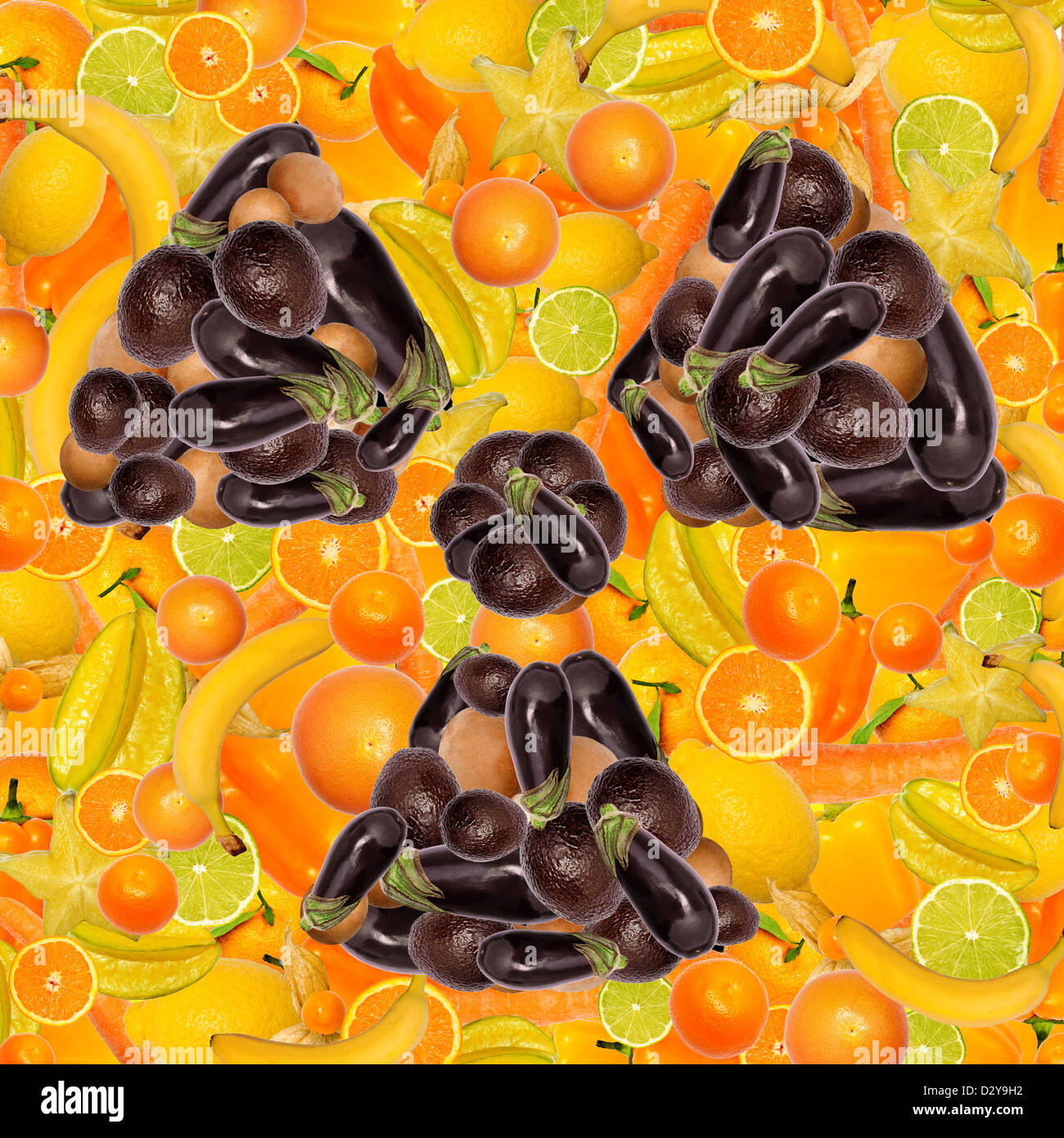 collage alternative energy, renewable energy builded with fruits and