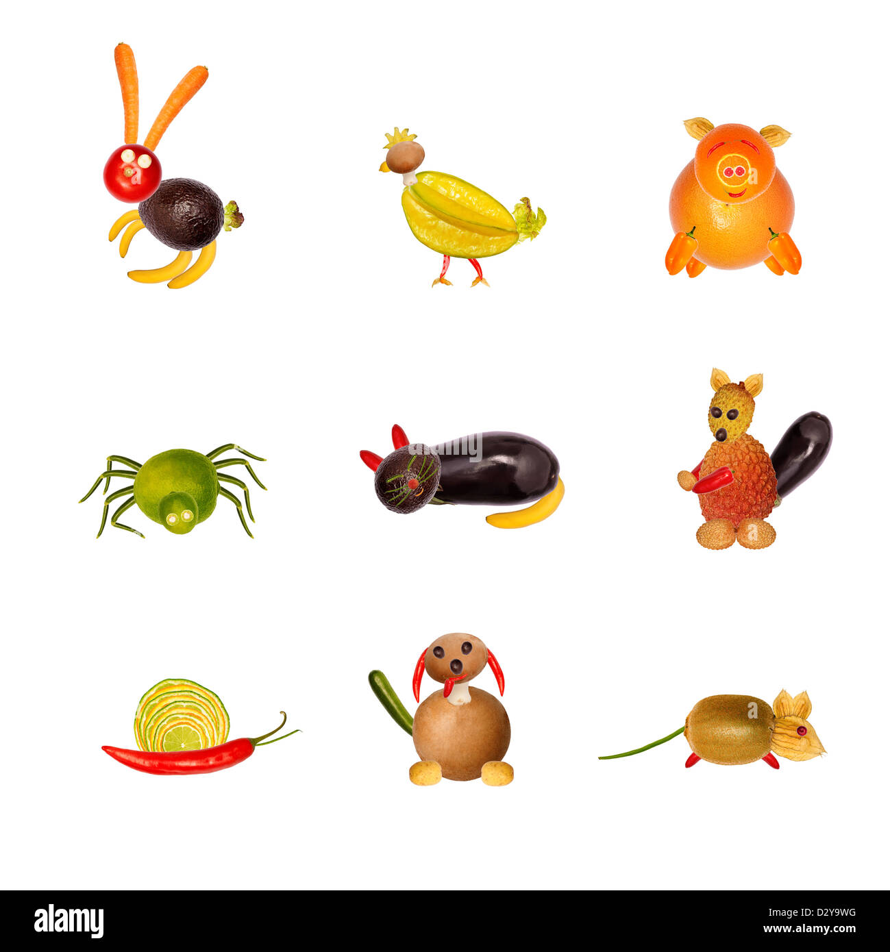 collage of various animals from fruit and vegetables Stock Photo - Alamy