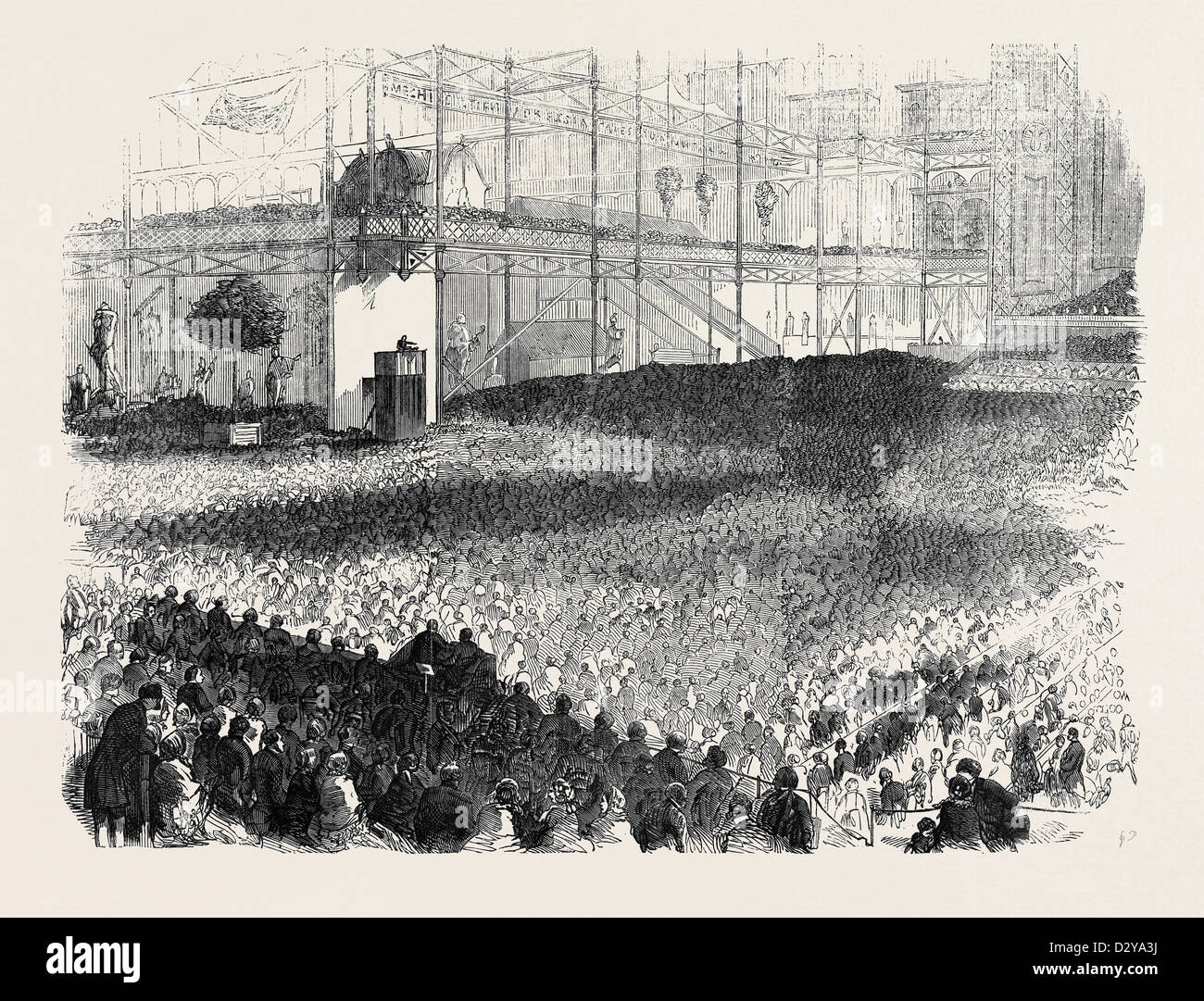 THE REV. MR. SPURGEON PREACHING HIS HUMILIATION DAY SERMON IN THE CRYSTAL PALACE Stock Photo
