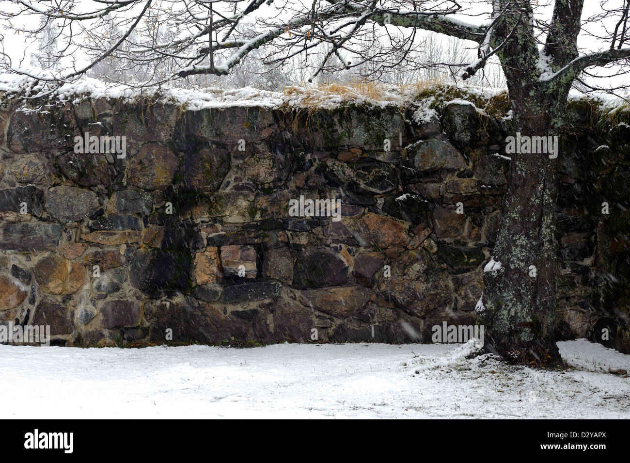 The ruins of an ancient fortress in Kajaani, Finland Stock Photo