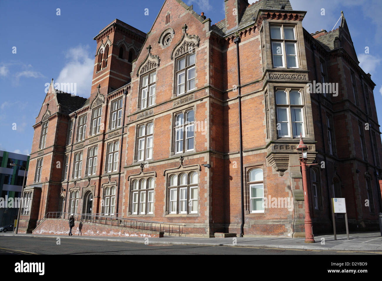 The Victorian wing and entrance of the former Jessop Hospital, now the Music dept, University of Sheffield England. Higher education and learning Stock Photo