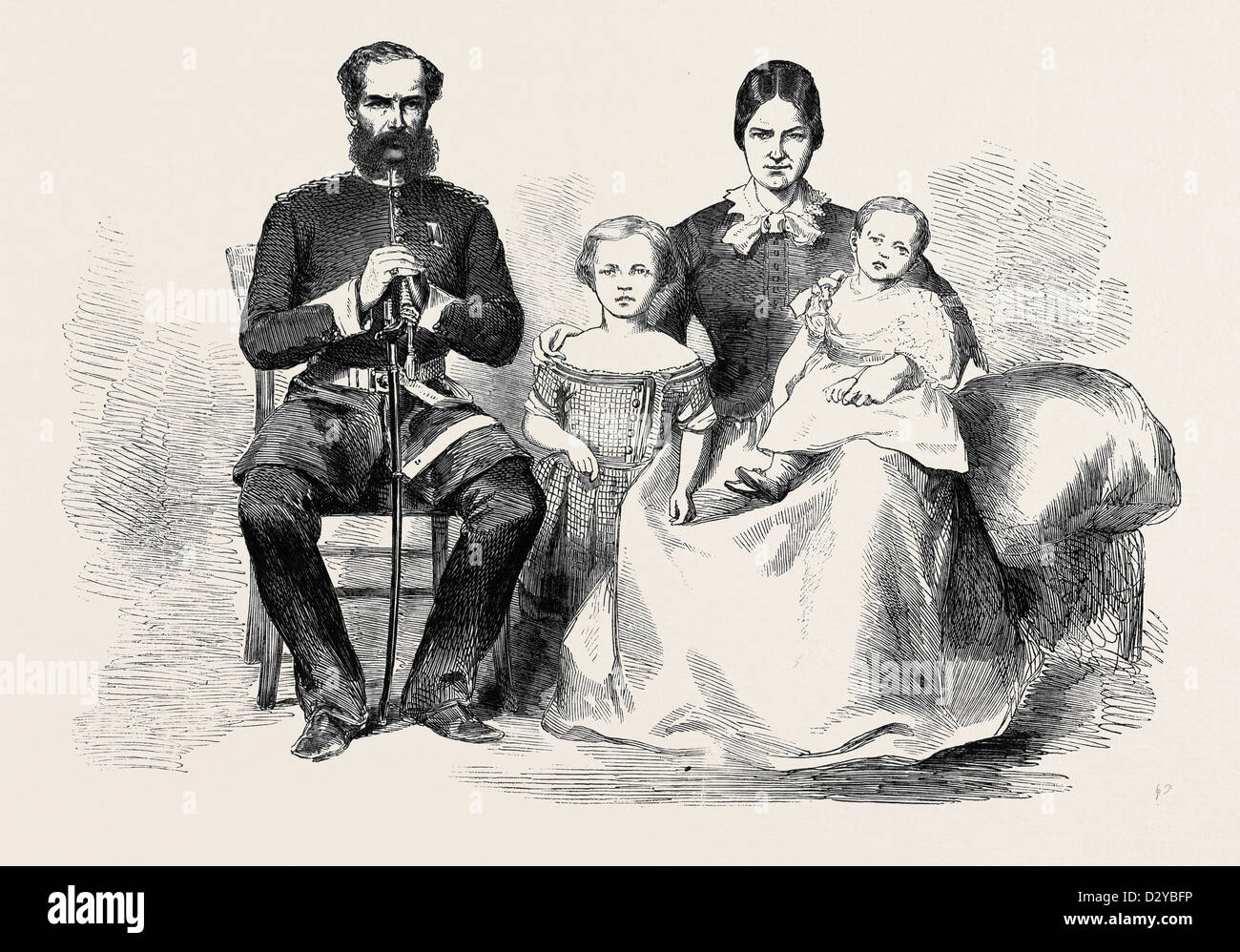 COLONEL INGLIS THE COMMANDANT AT LUCKNOW AND MRS. INGLIS AND FAMILY Stock Photo