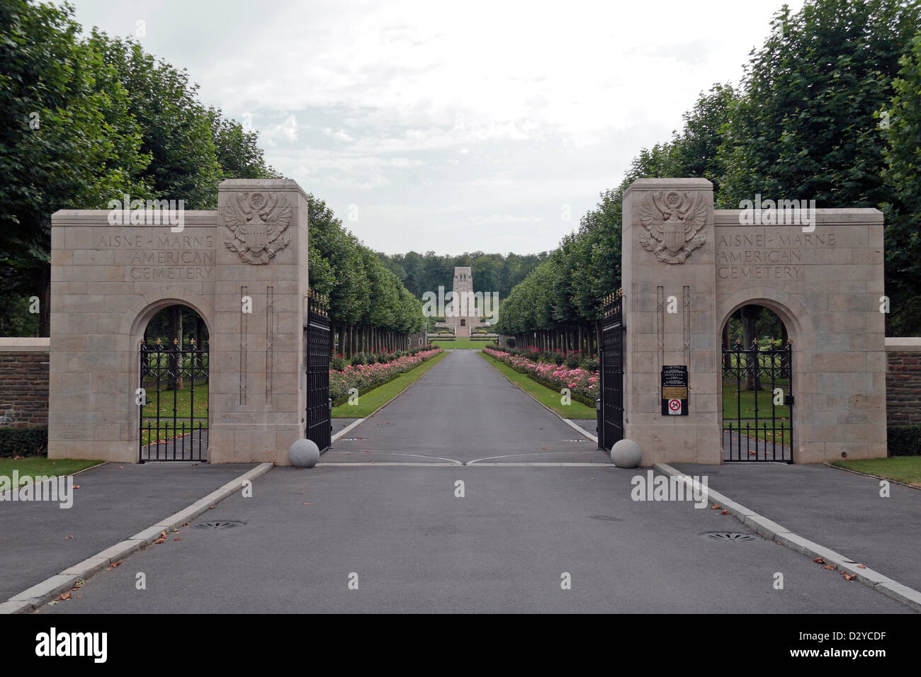 Main entrance to the Aisne-Marne American Cemetery and Memorial, Belleau, near Chateau-Thierry, France. Stock Photo