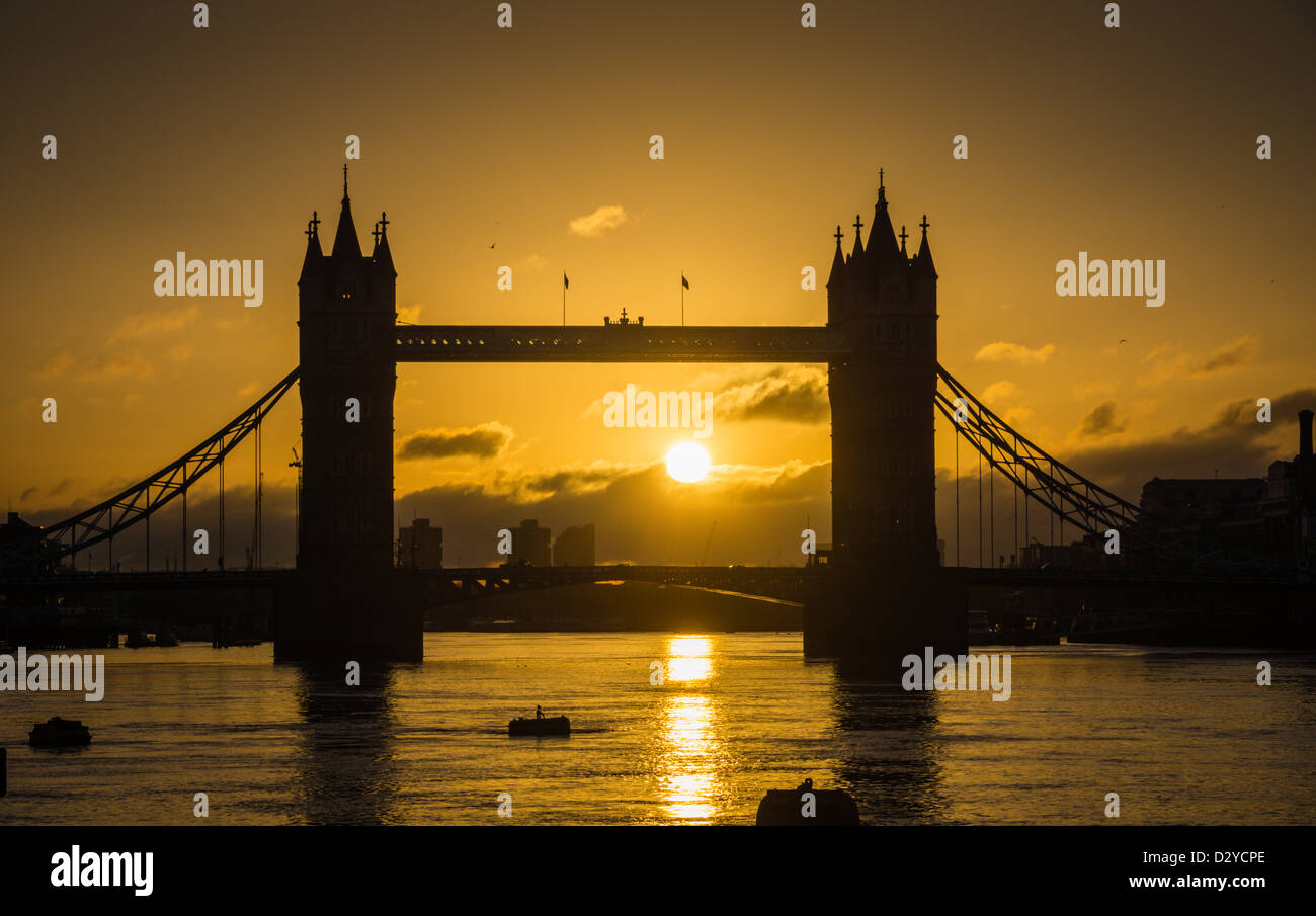 tower bridge sunrise Stock Photo