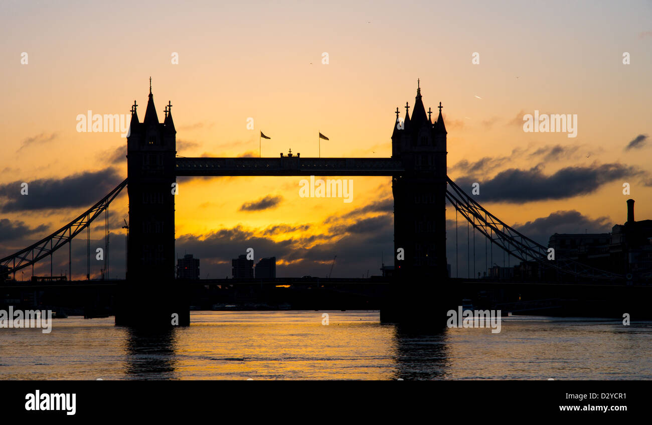 tower bridge sunrise Stock Photo