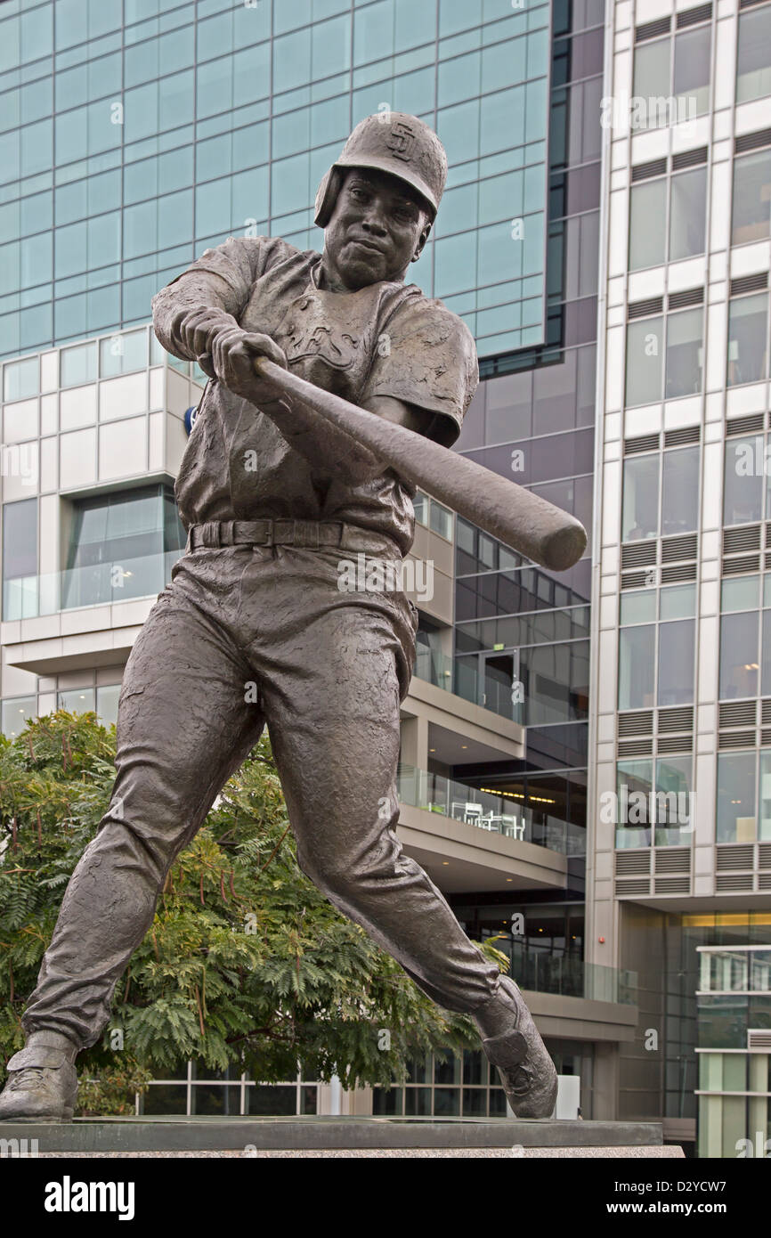 A statue of Tony Gwynn at Petco Park, home of the San Diego Padres baseball team. Stock Photo