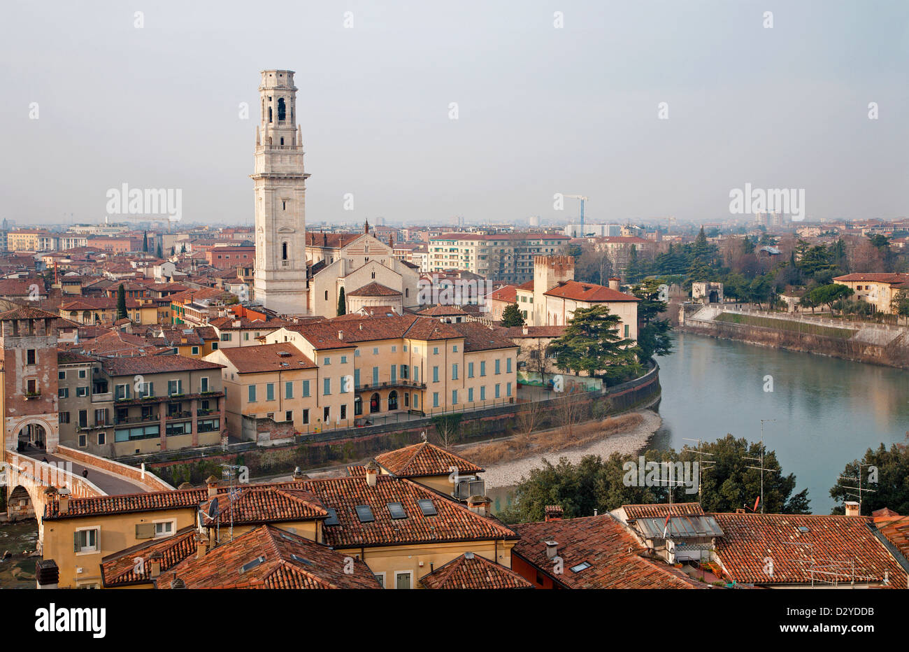 Verona - Duomo and Adige river and the town Stock Photo