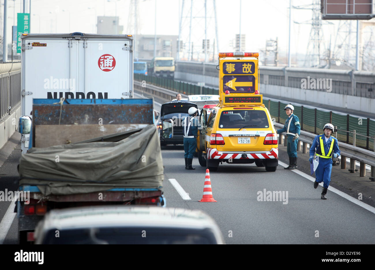 Tokyo, Japan, jam due to a car accident on a highway Stock Photo Alamy