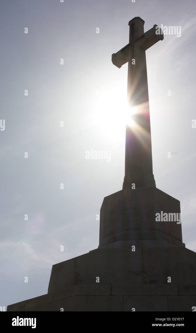 Cross of Sacrifice at Tyne Cot Cemetery Stock Photo