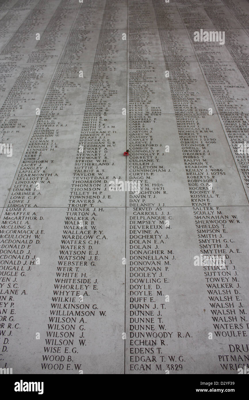 World War I Menin Gate Memorial Listing Names Stock Photo Alamy