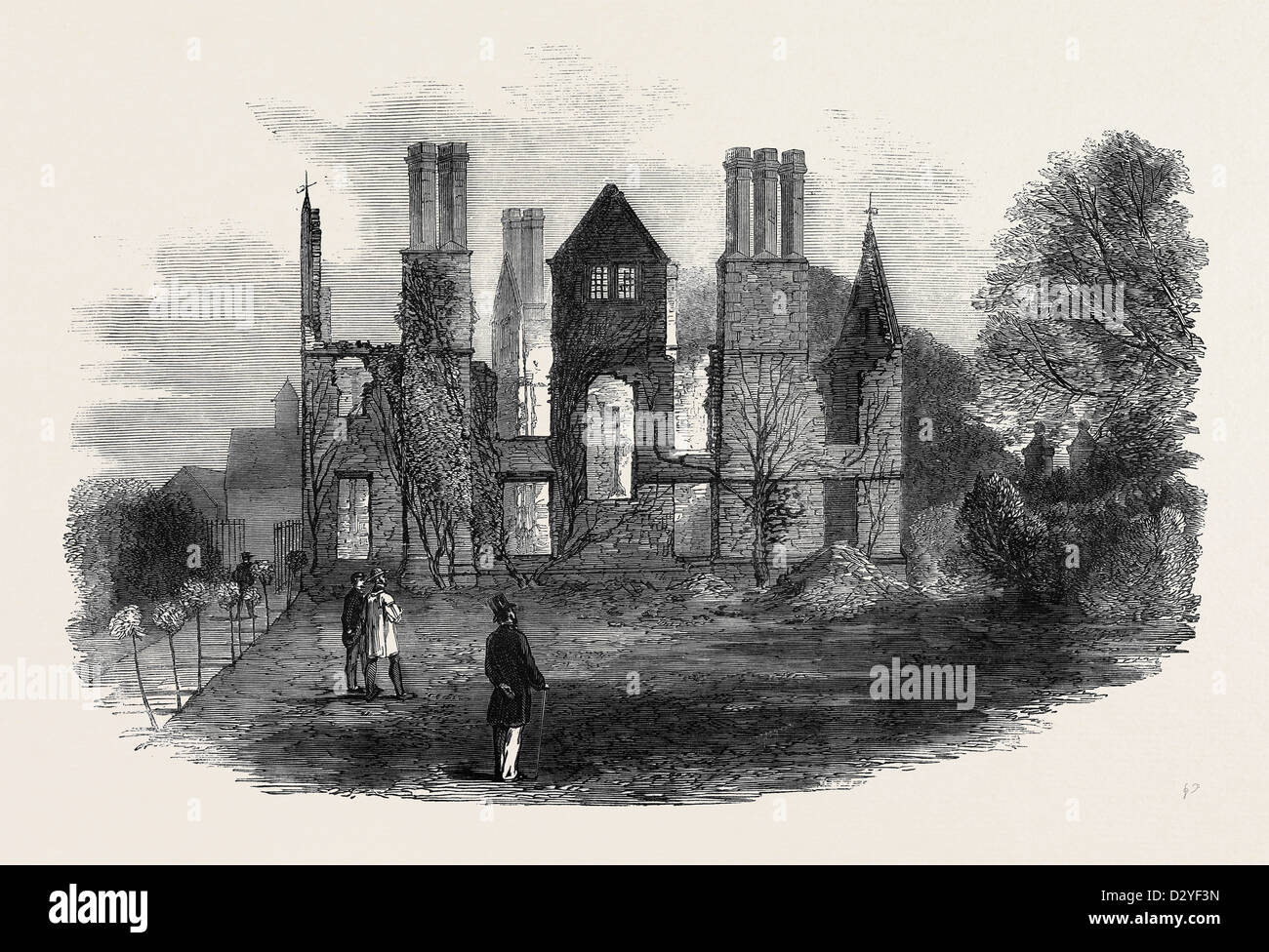 RUINS OF KING'S NEWTON HALL NEAR MELBOURNE DERBYSHIRE DESTROYED BY FIRE ON THE 17TH INST. Stock Photo