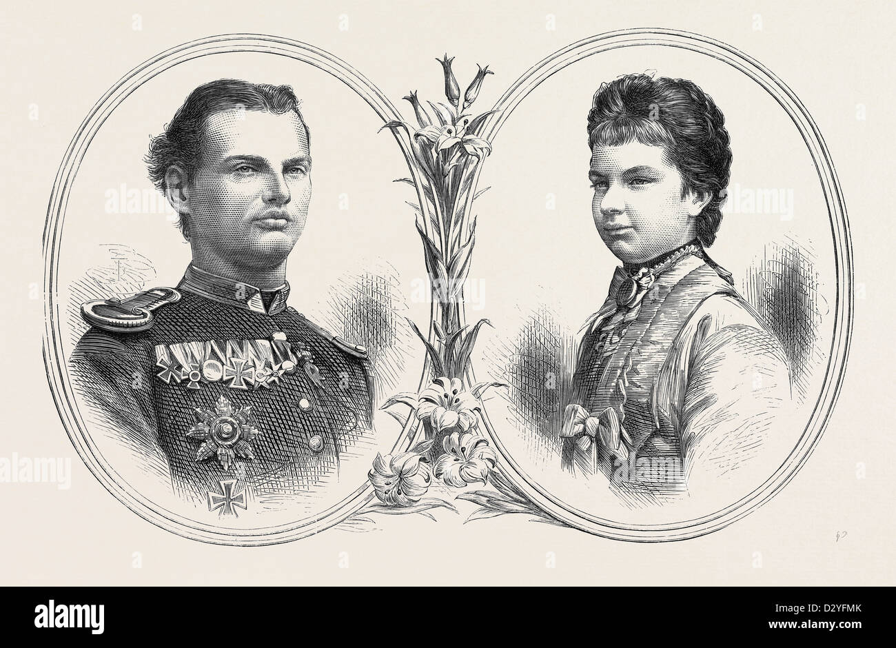 PRINCE LEOPOLD OF BAVARIA AND PRINCESS GISELA OF AUSTRIA 1873 Stock Photo