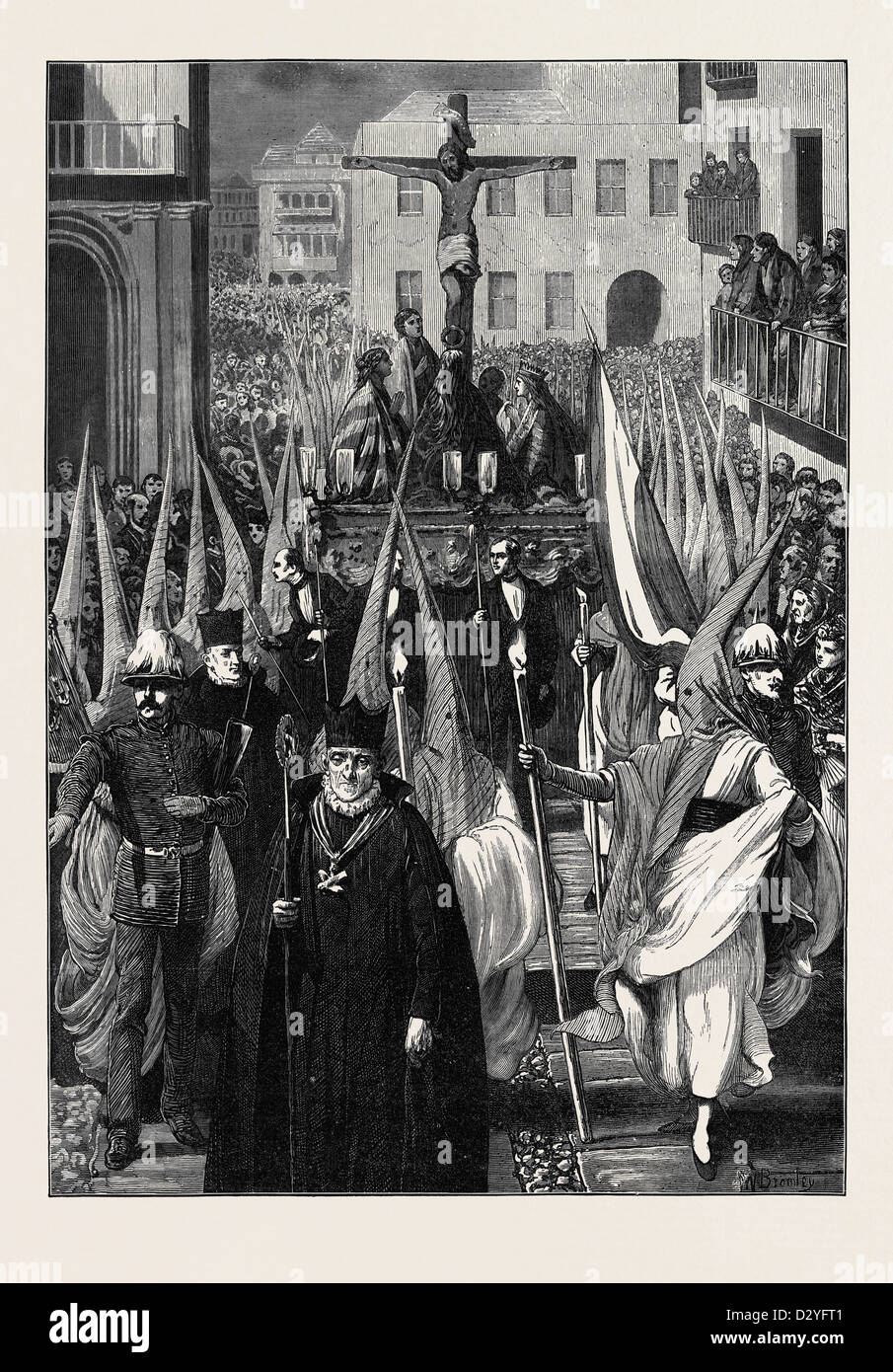 SPAIN RELIGIOUS PROCESSION IN SEVILLE DURING THE HOLY WEEK 1873 Stock Photo Alamy