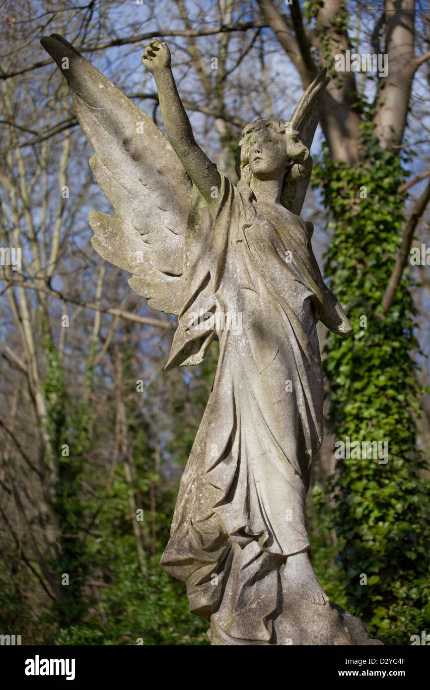Angel gravestone, Highgate cemetery London UK Stock Photo