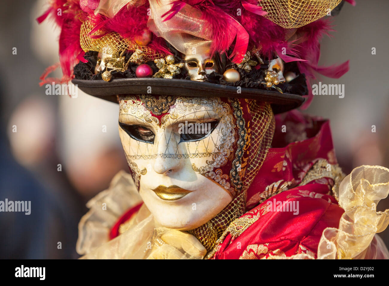 Portrait of a person wearing a traditional carnival mask in San Marco  Square in Venice, during the Venice Carnival Stock Photo - Alamy