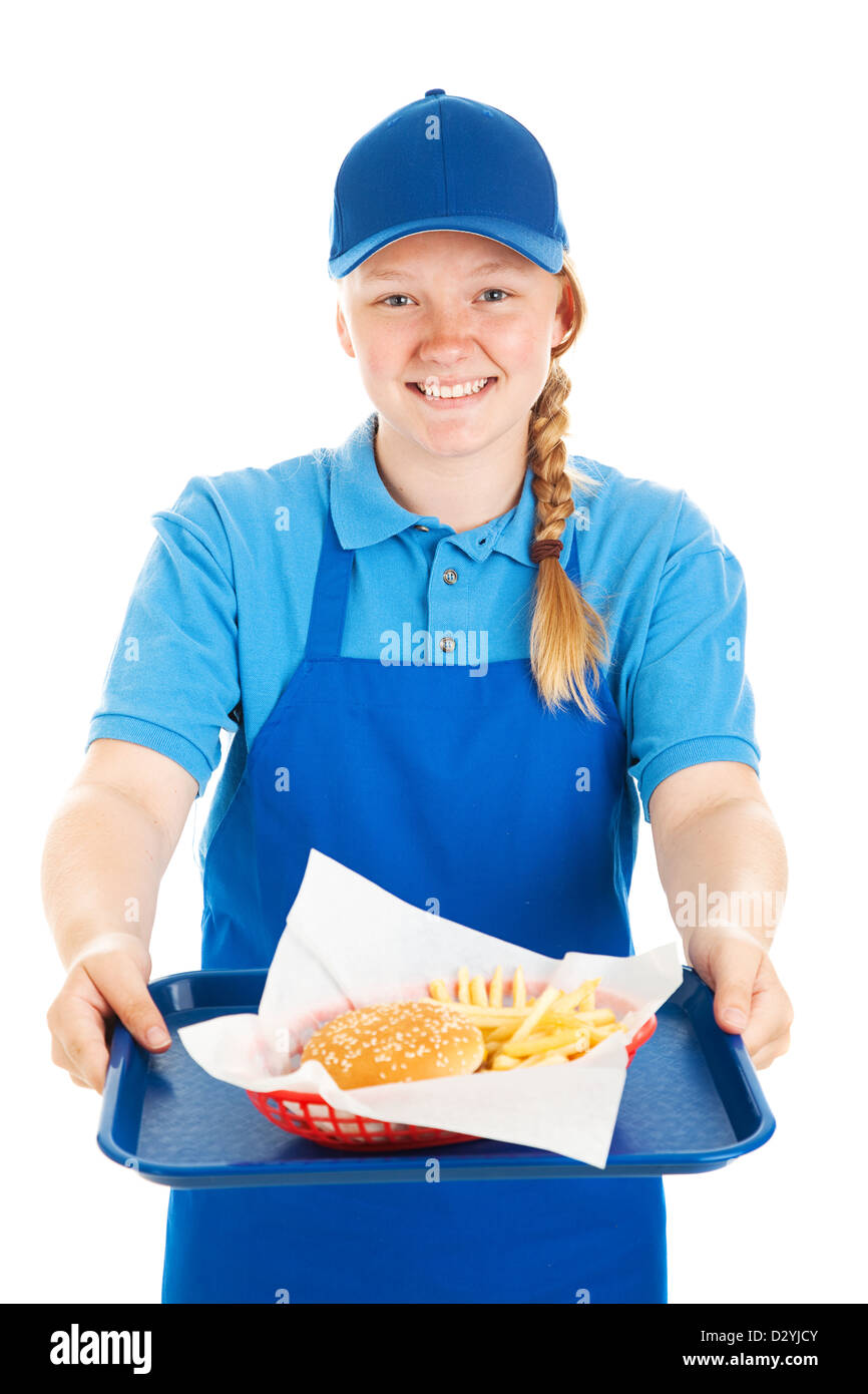 happy fast food worker