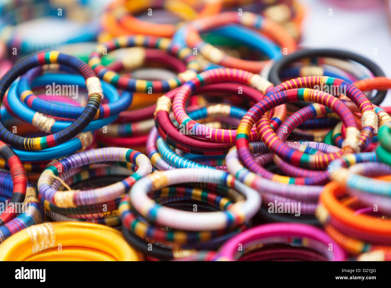 Traditional bangles in the local market in India Stock Photo