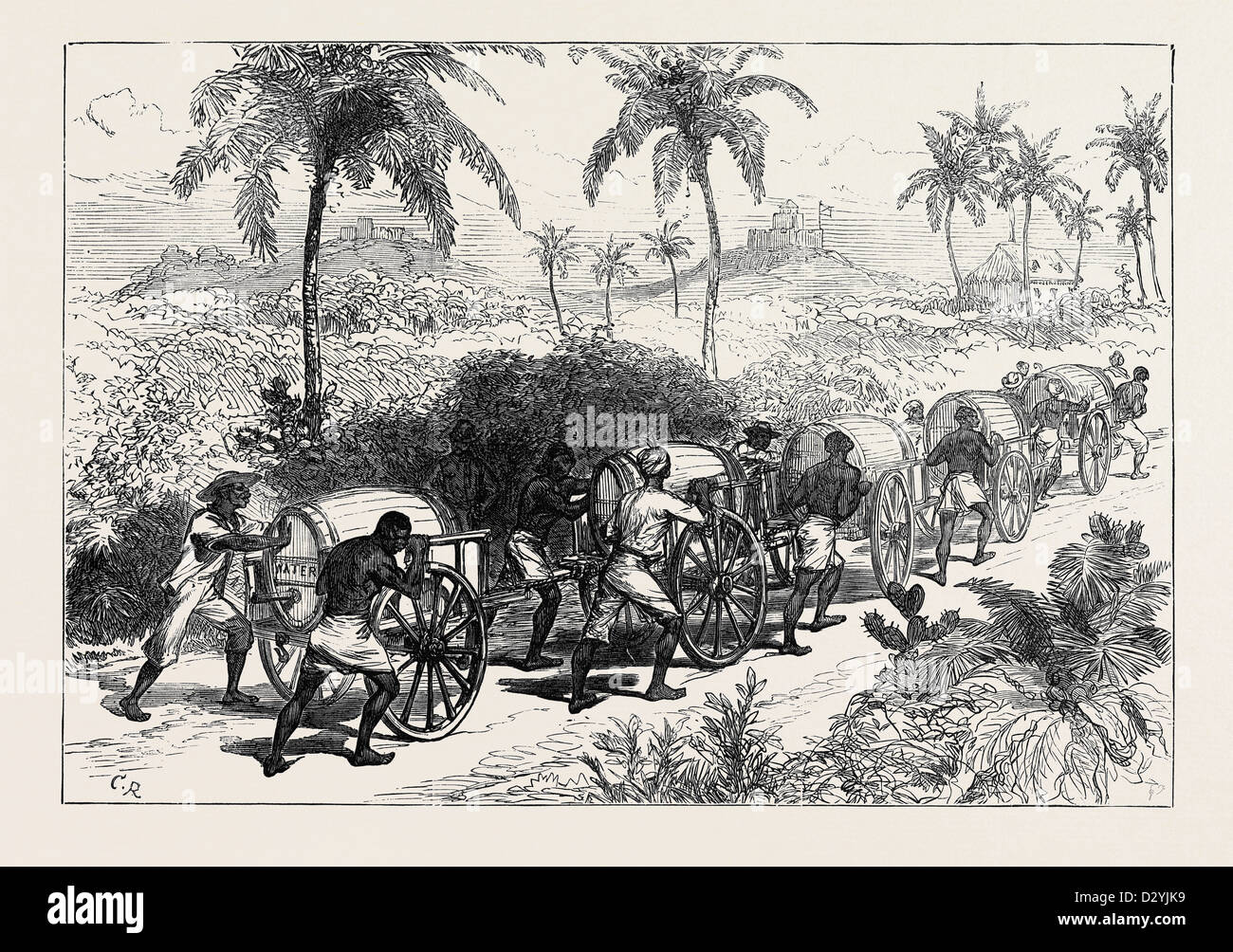 THE ASHANTEE WAR: THE WATER SUPPLY OF CAPE COAST CASTLE 1874 Stock Photo