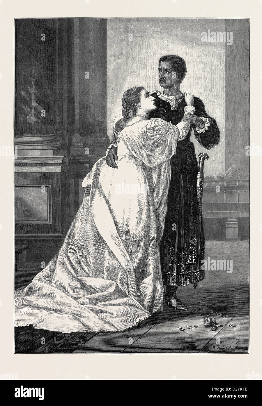 OTHELLO AND DESDEMONA BY W.S. HERRICK 1874 Stock Photo