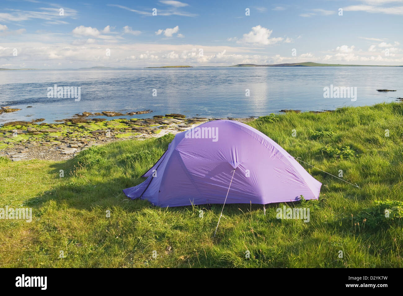 Wild camping on the island of Shapinsay in the Orkney Islands, Scotland. Stock Photo
