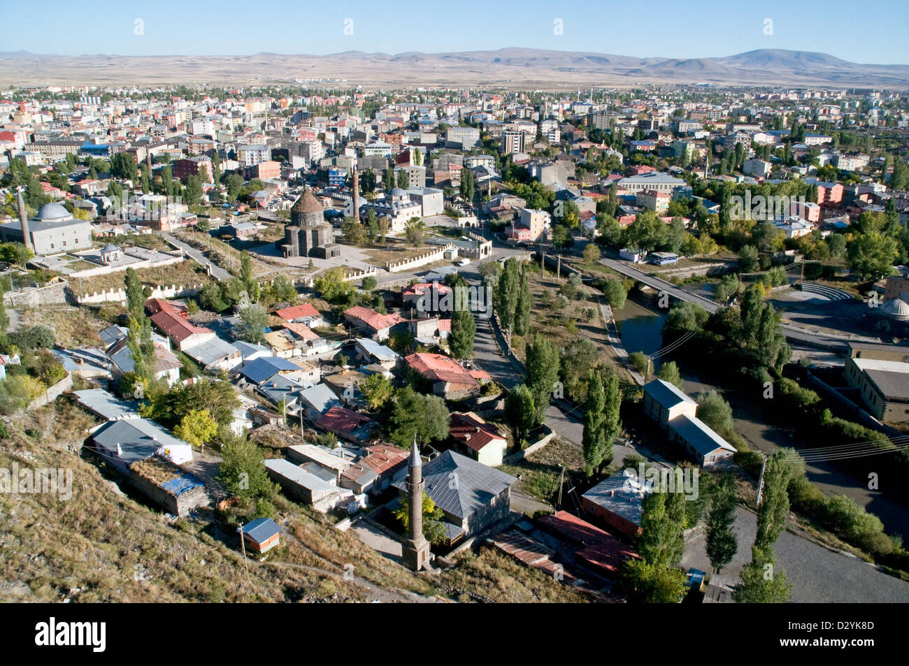 An elevated view of the city of Kars, seen from the fortress above ...