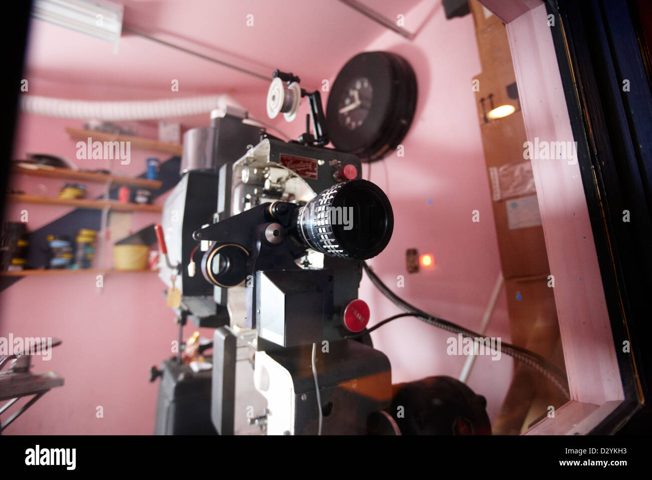 lenses on old film projector in old cinema projection room Biggar  Saskatchewan Canada Stock Photo - Alamy