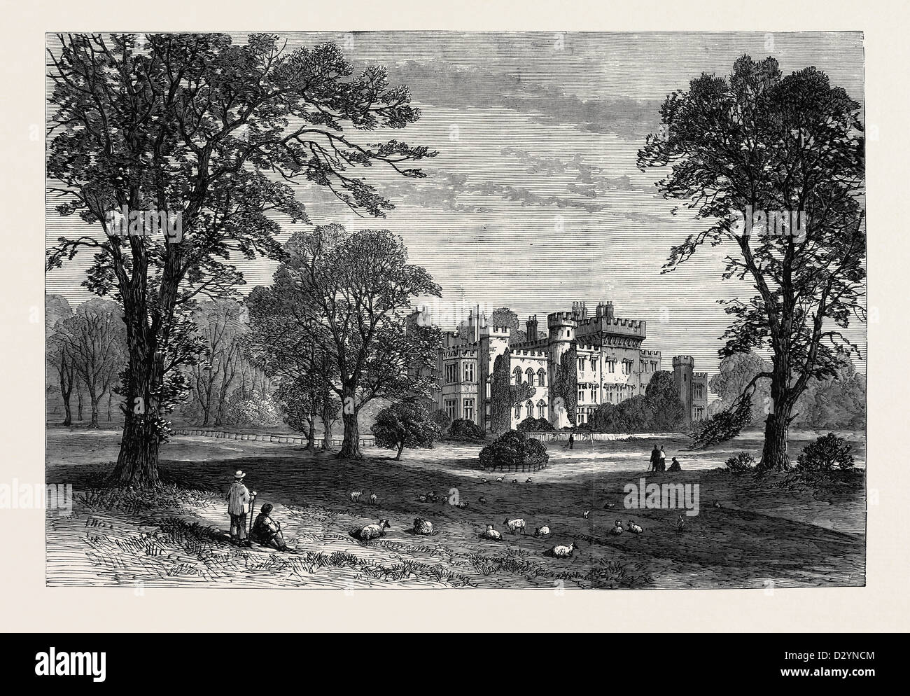 HAWARDEN CASTLE FROM THE PARK 1880 Stock Photo - Alamy