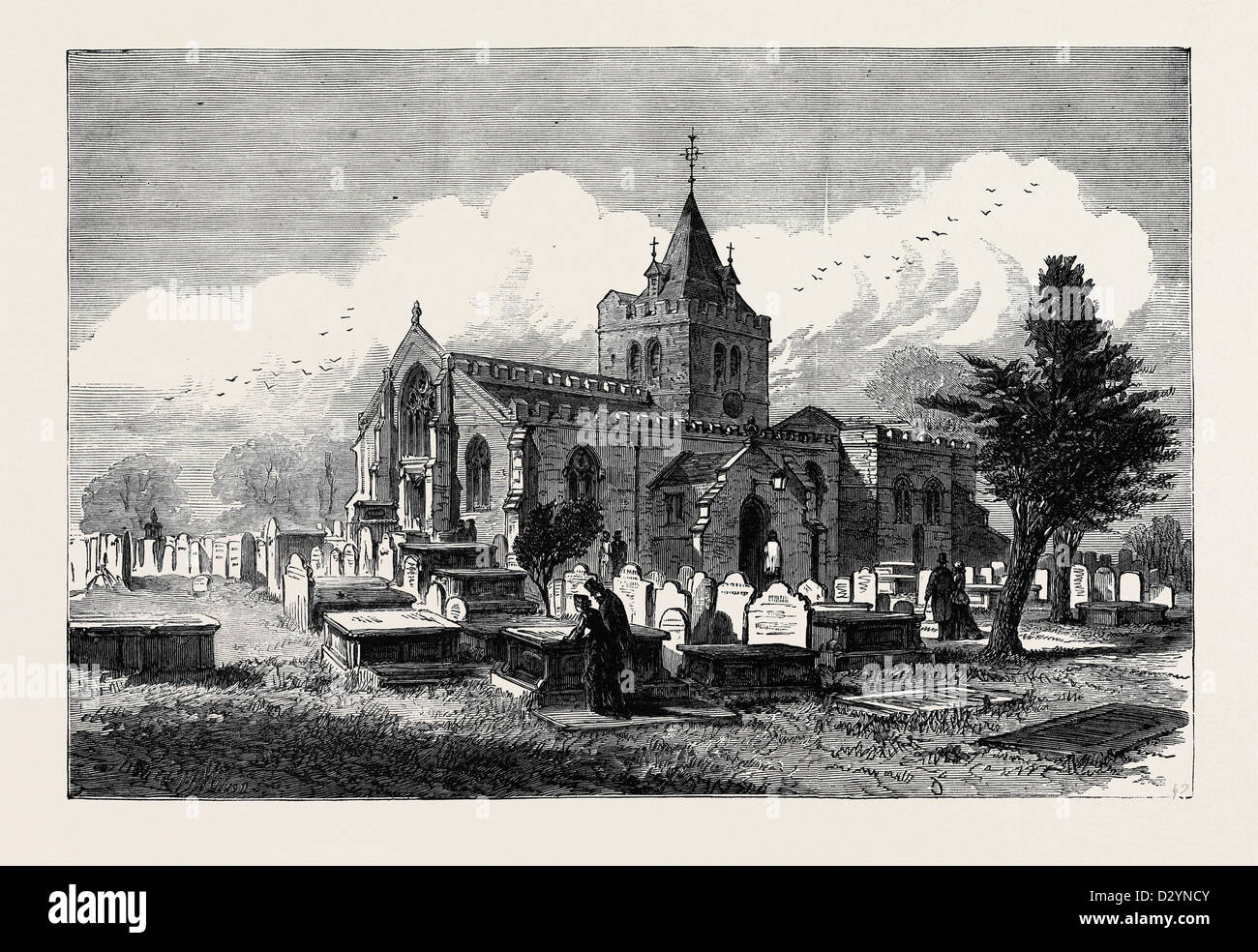 HAWARDEN CHURCH 1880 Stock Photo Alamy