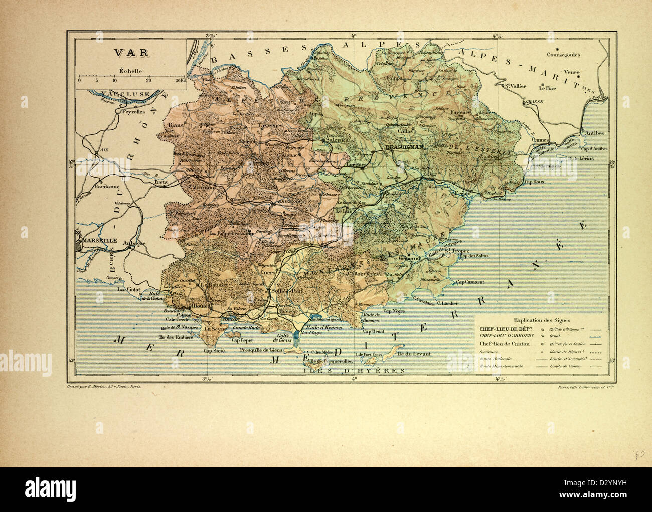 Var Map MAP OF VAR FRANCE Stock Photo - Alamy