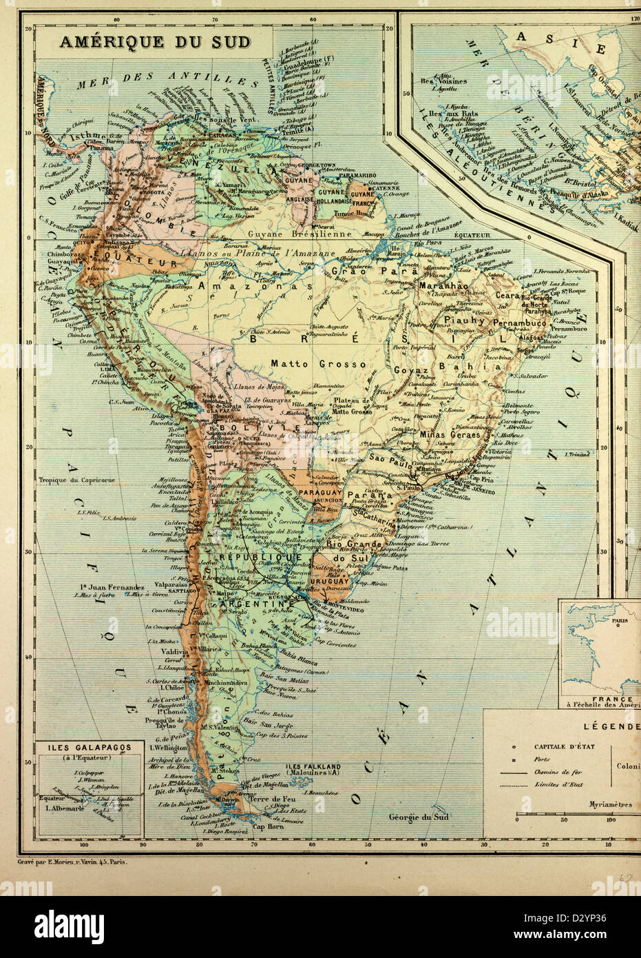 MAP OF SOUTH AMERICA Stock Photo