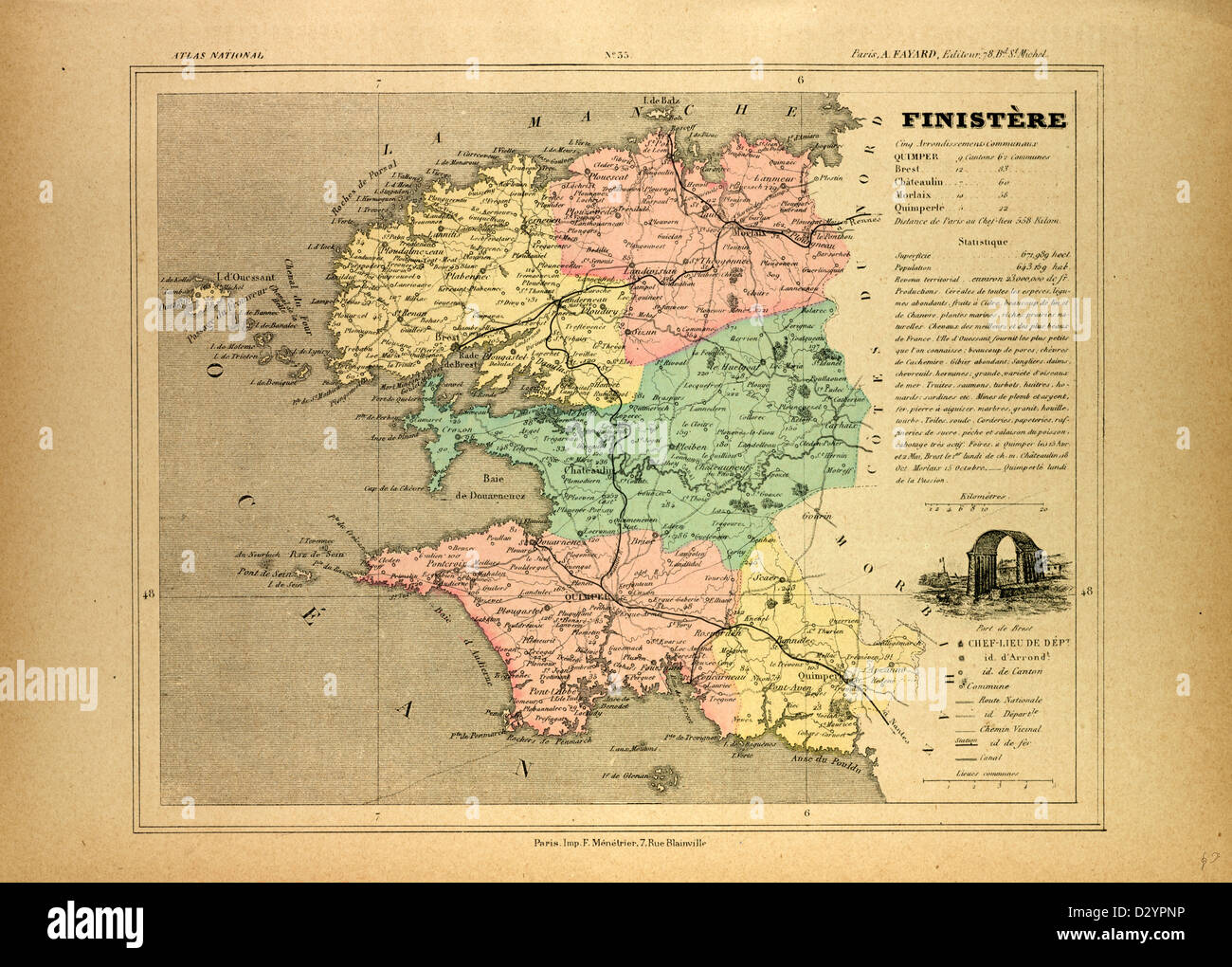 MAP OF FINISTÈRE FRANCE Stock Photo - Alamy