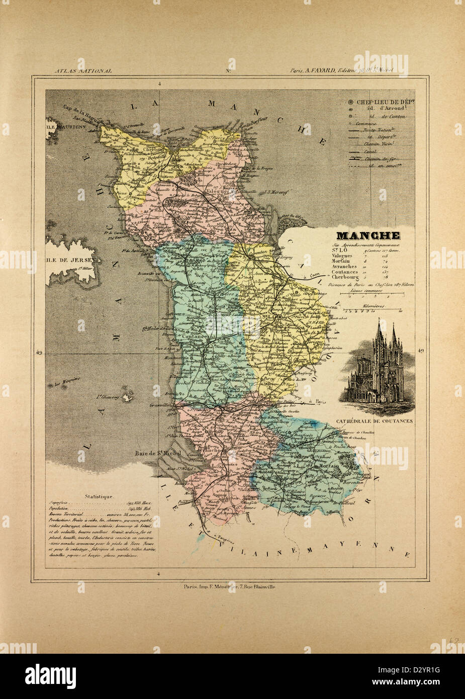 MAP OF MANCHE FRANCE Stock Photo Alamy