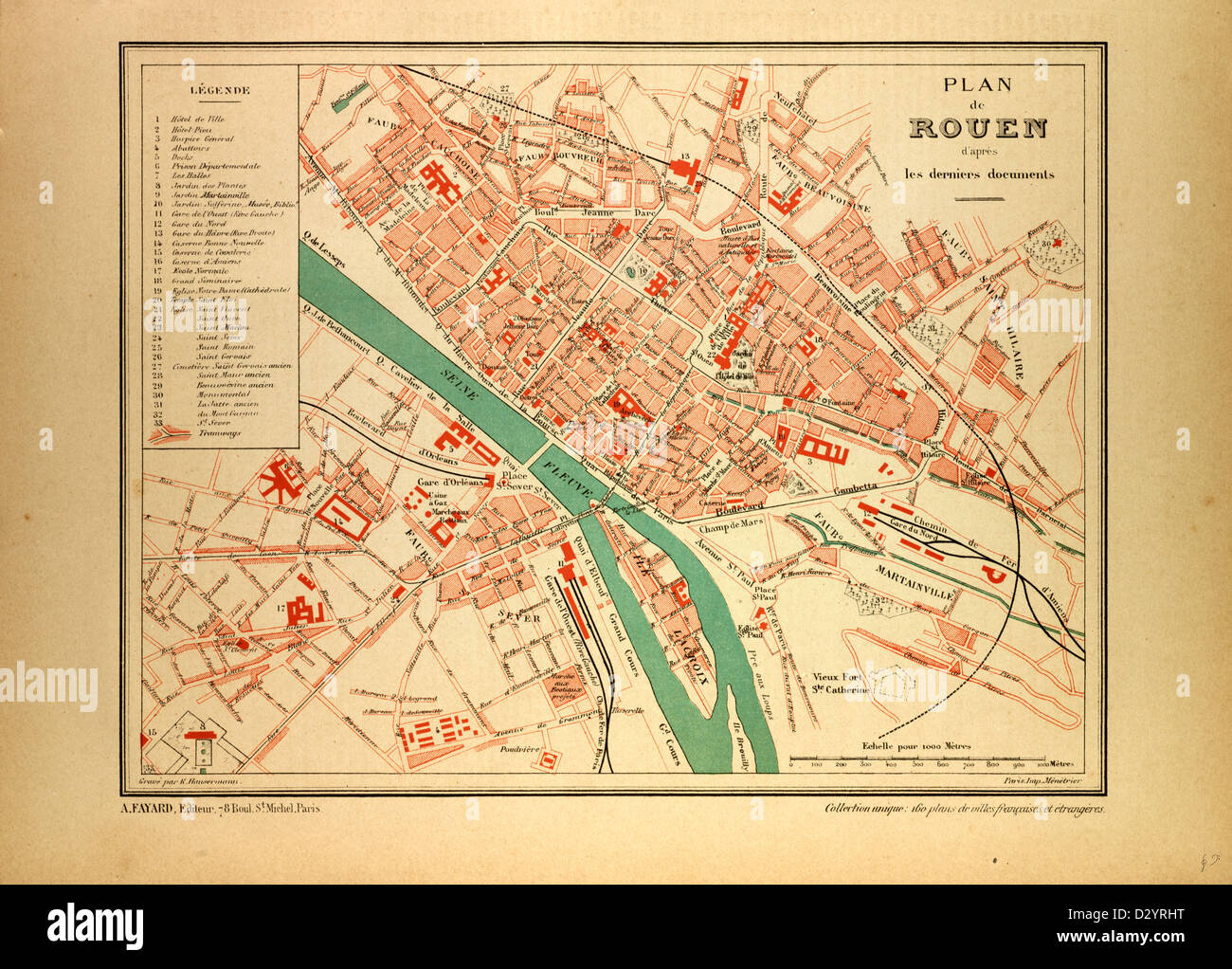 MAP OF ROUEN FRANCE Stock Photo