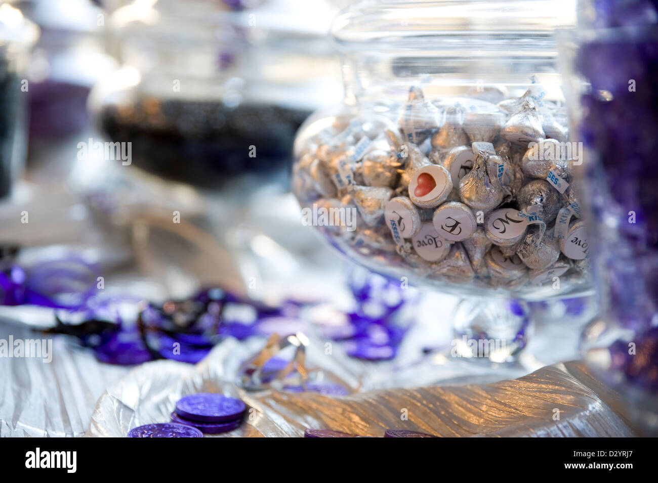 Candy at a candy buffet for a wedding reception Stock Photo