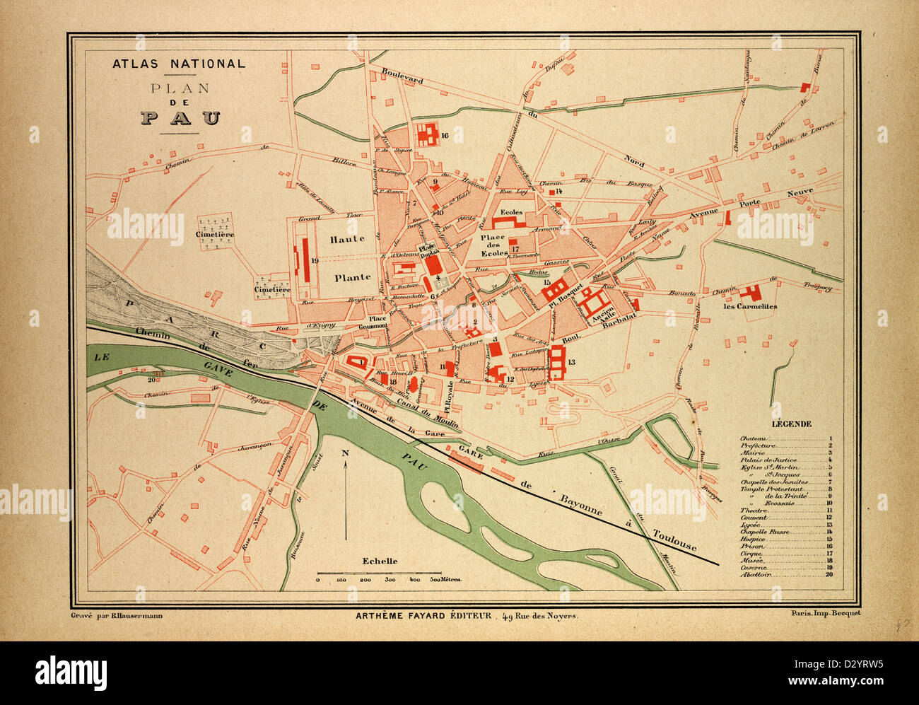 MAP OF PAU FRANCE Stock Photo Alamy