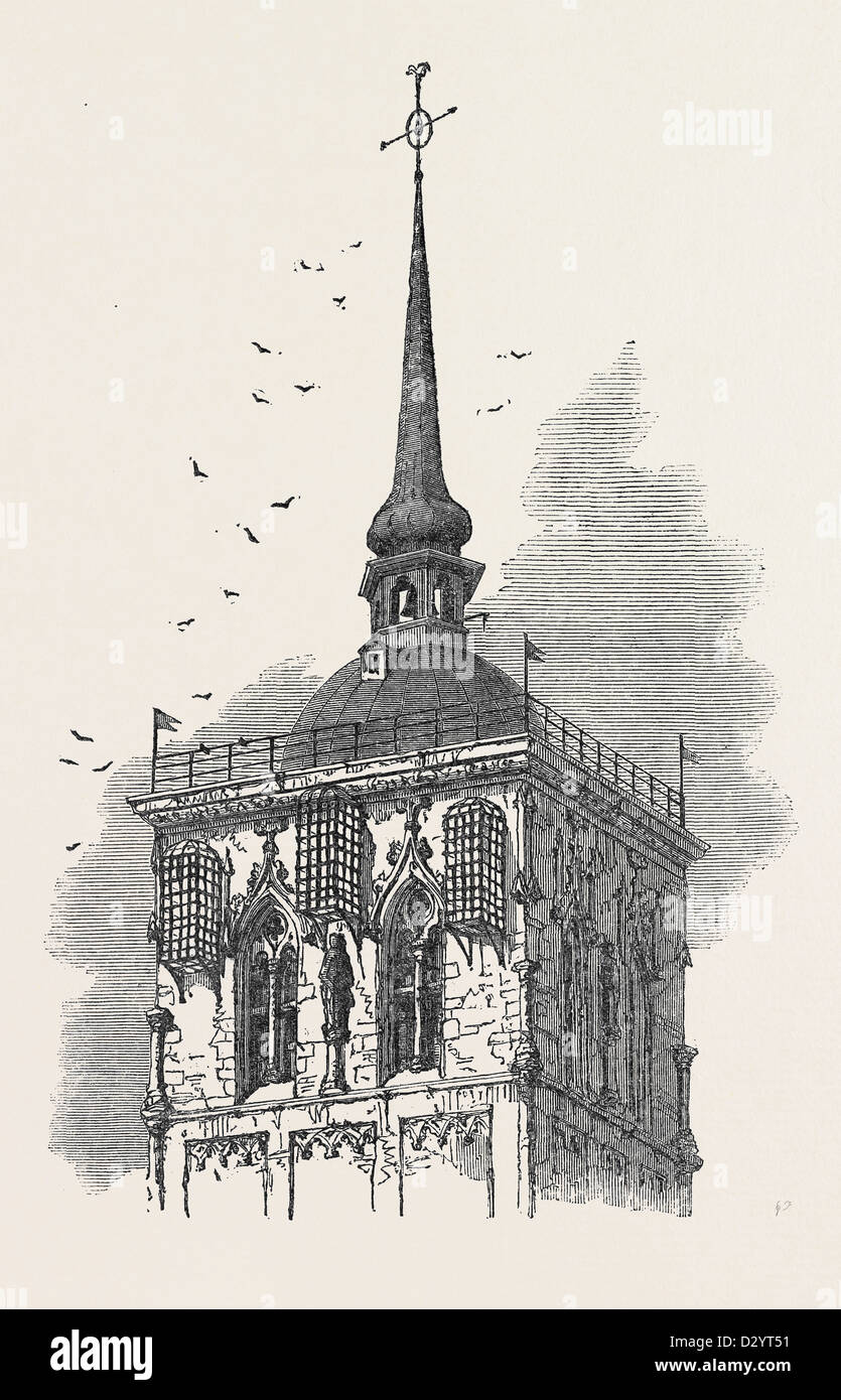 CAGES ON THE TOWER OF LAMBERTI CHURCH MÜNSTER IN WHICH THE REMAINS OF