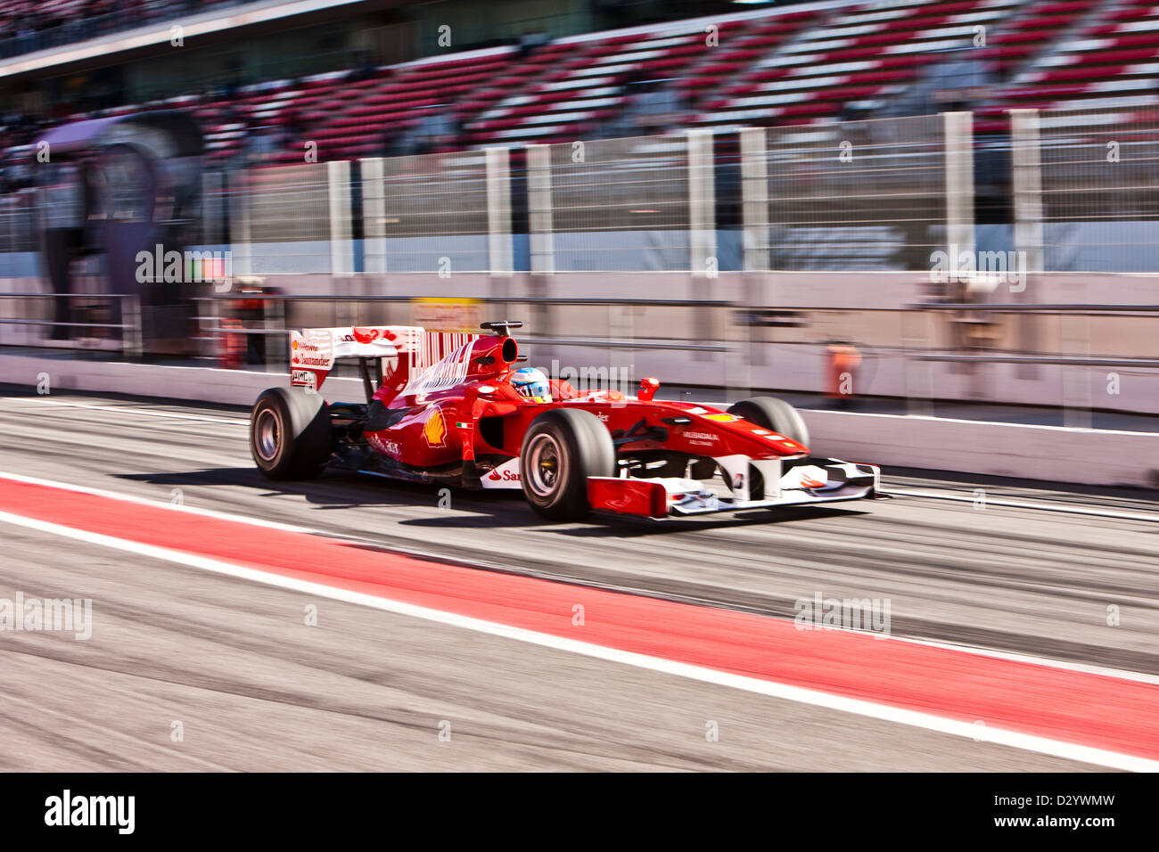 Formula one car action, Barcelona, 27 02 10 Stock Photo