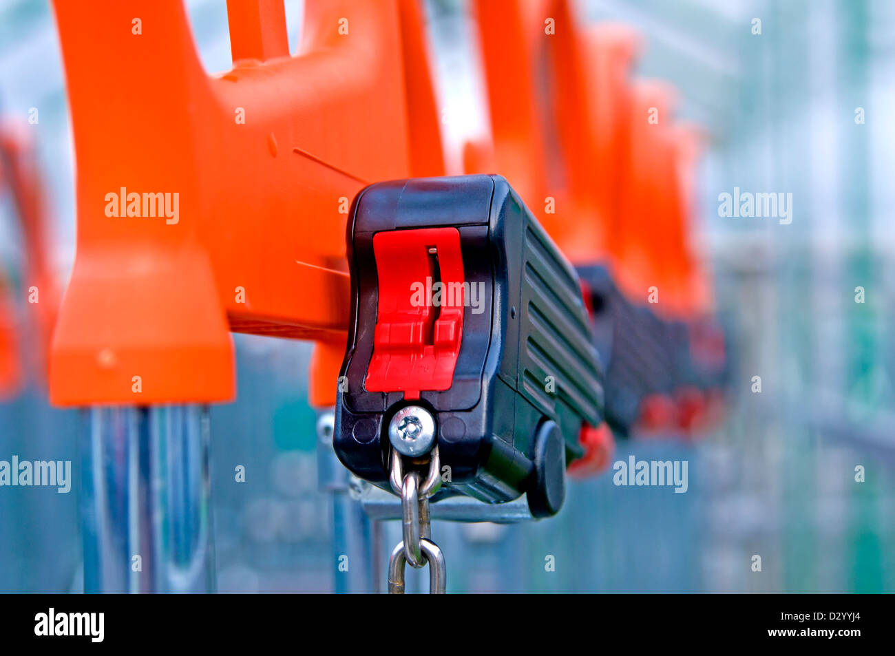 shopping cart lock row row closeup Stock Photo Alamy