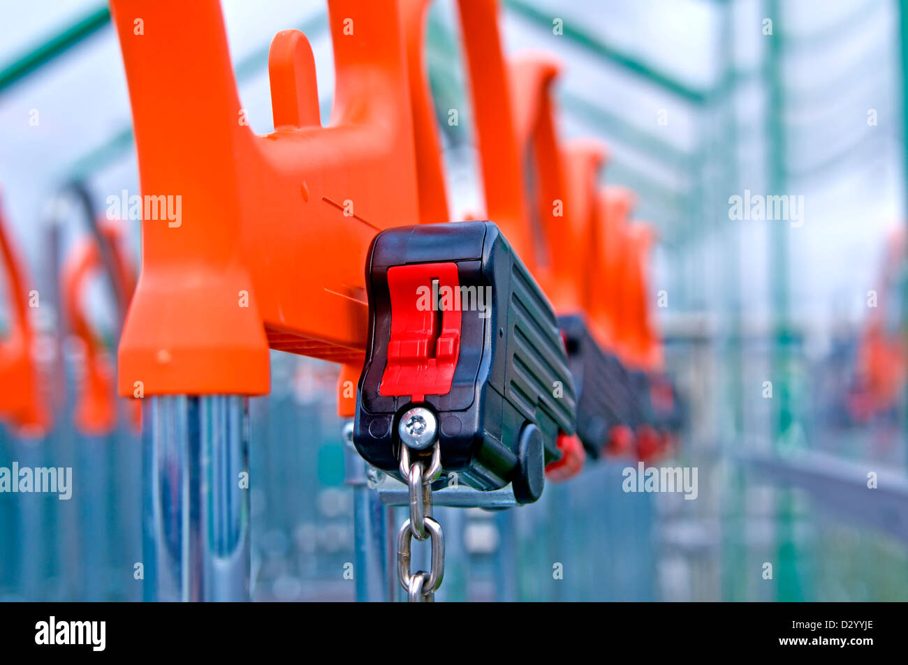 shopping cart lock row row closeup Stock Photo Alamy