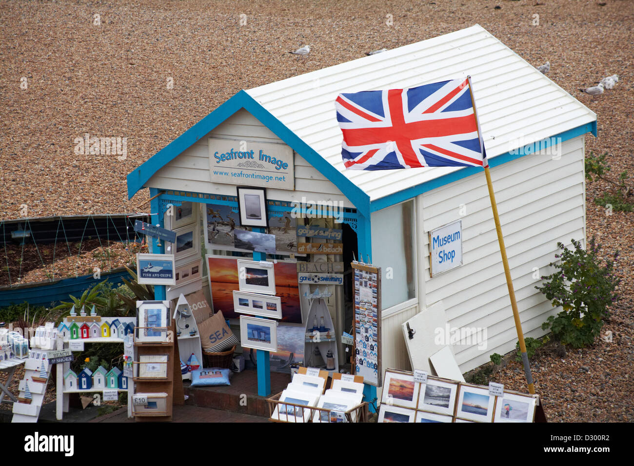 Seafront Image Museum Shop on Brighton beach in May Stock Photo
