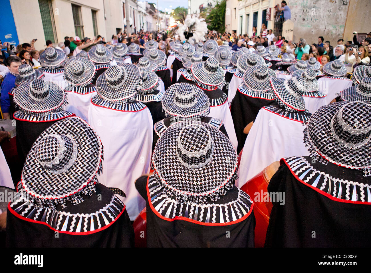 Drummers performing in the annual carneval in Montevideo, Uruguay Stock Photo