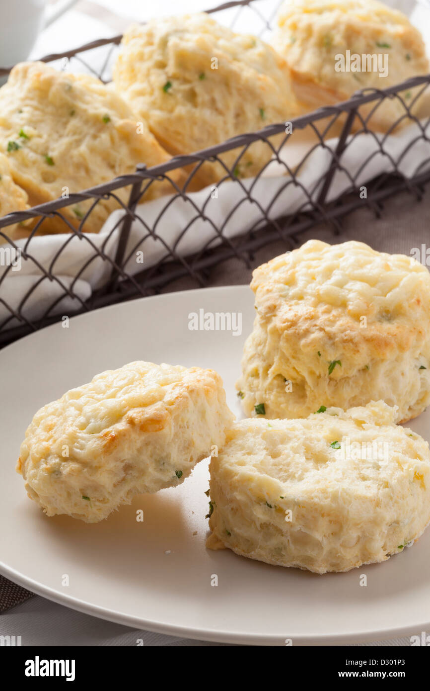 Cheese and chive scones Stock Photo
