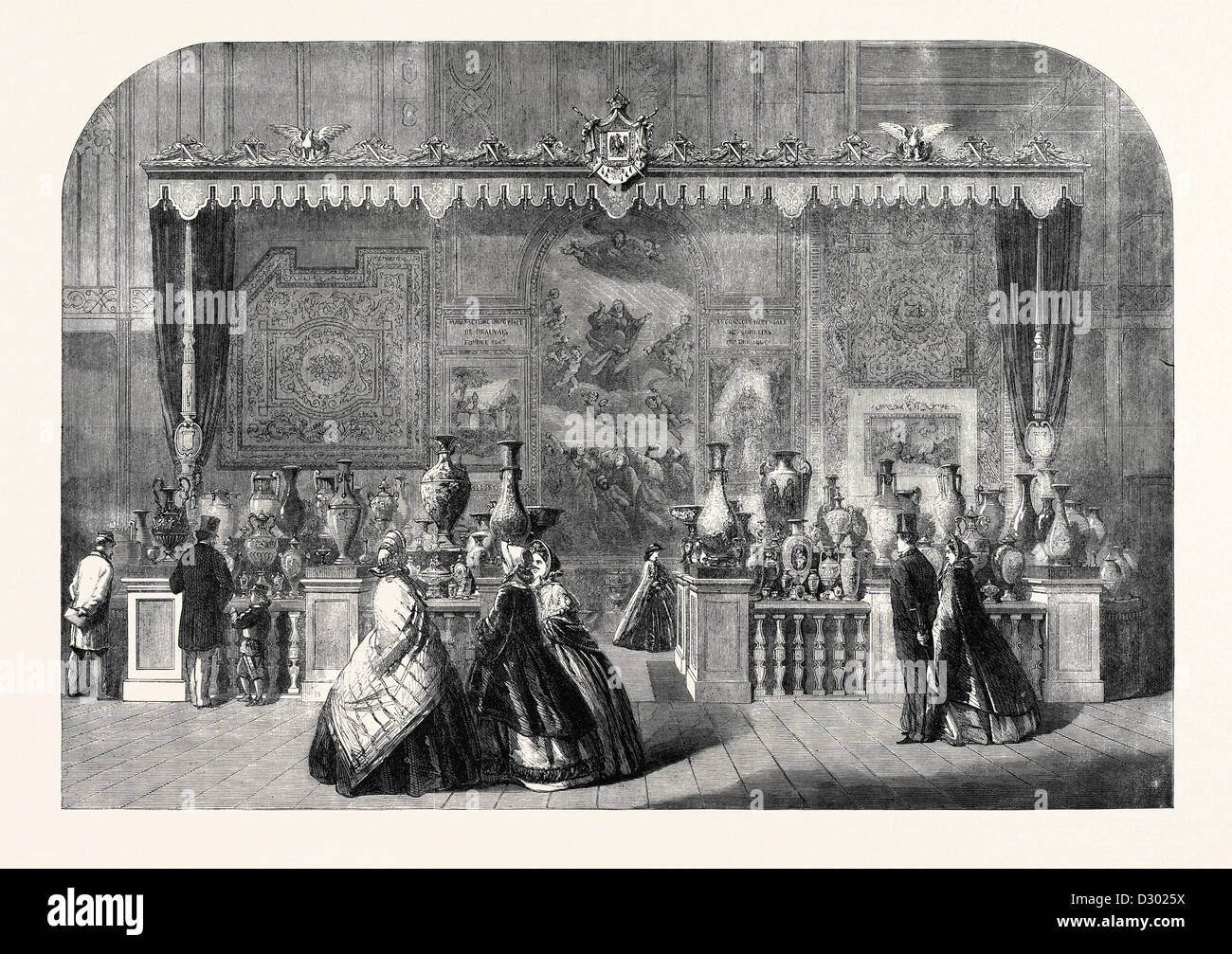THE INTERNATIONAL EXHIBITION: TAPESTRIES OF GOBELINS AND BEAUVAIS AND CHINA OF SEVRES 1862 Stock Photo