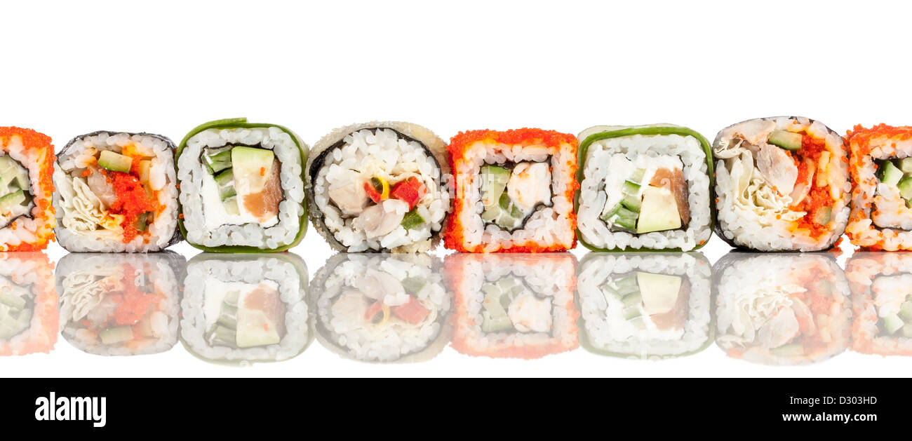 Seamless background. Sushi Roll on a white background Stock Photo
