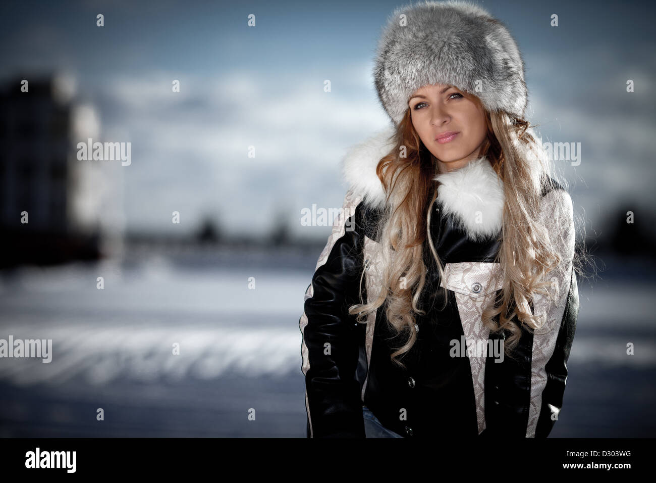 Portrait of the beautiful girl in the winter Stock Photo - Alamy