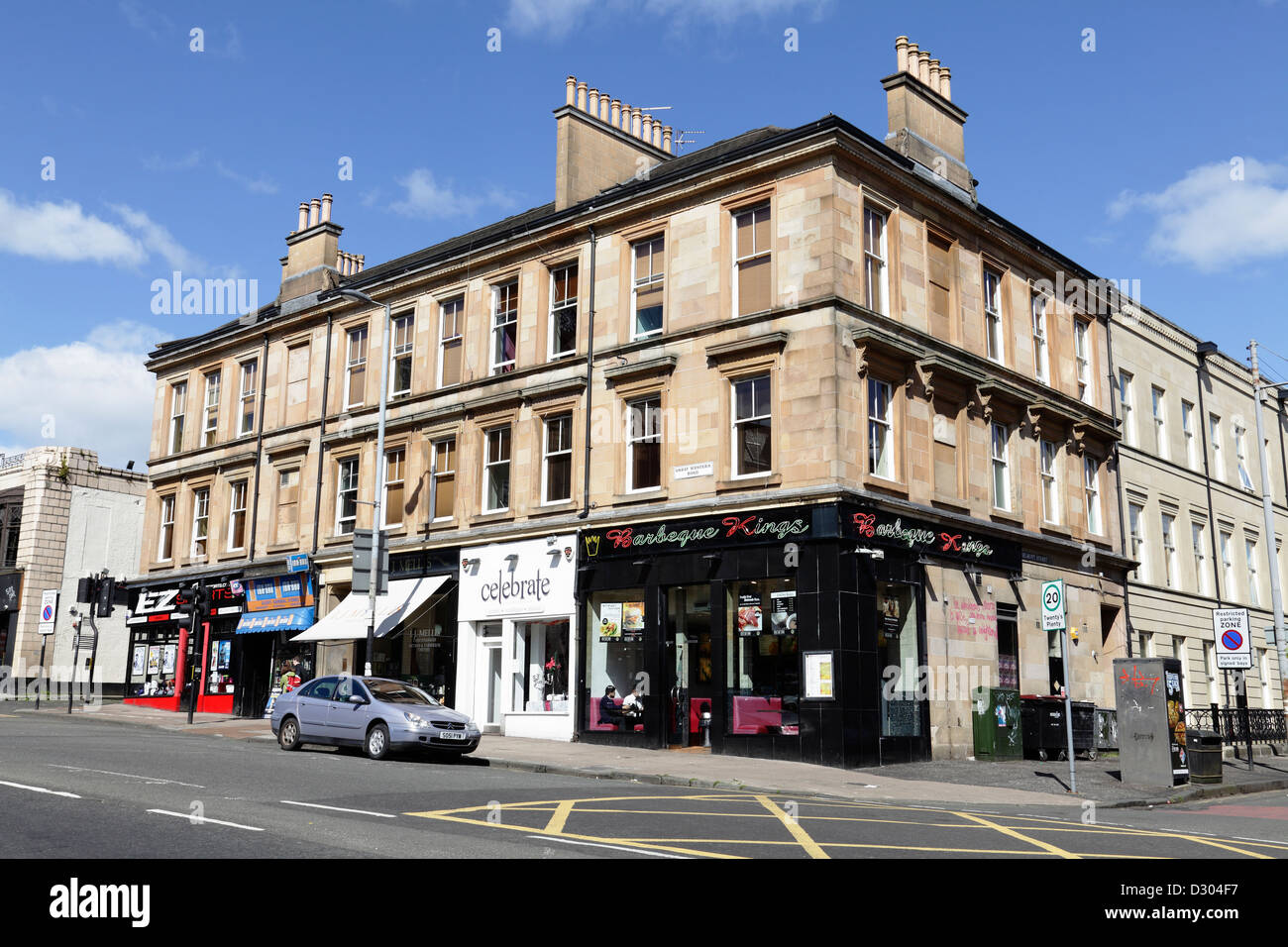 Tenement houses on Great Western Road, Scotland, UK Stock Photo