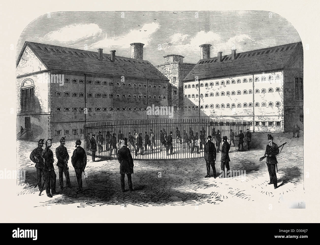 INTERIOR OF MOUNTJOY PRISON DUBLIN WHERE THE FENIANS ARE CONFINED 1866 IRELAND Stock Photo